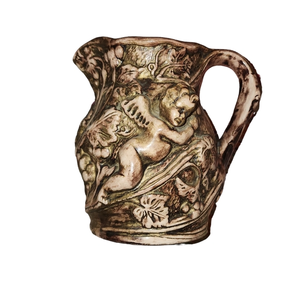 Newell Studios Ceramic Cherub Pitcher | Vintage Brown Glazed Pitcher - Picture 5 of 15